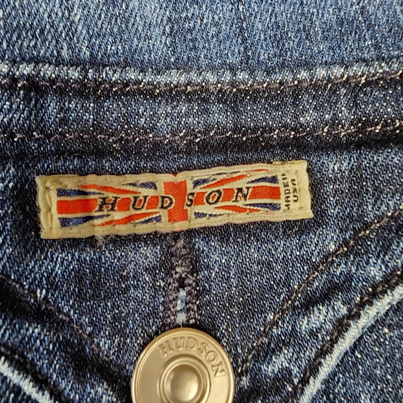 Hudson Boot Cut Dark Wash Jeans Back Flap Pocket Size 28 Made in USA - Picture 10 of 16